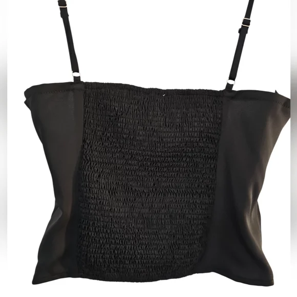 Anthropologie Black Womens Babydoll Top Size S Camisole Cropped Y2K Neutral - Picture 2 of 4